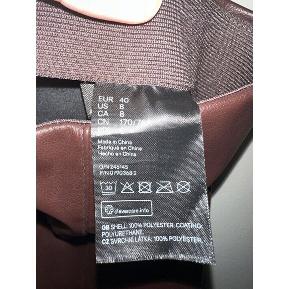 H&M Faux Leather Skinny Pants‎ Lined Womens Size 8 Black 100% STRETCH Polyester - Picture 3 of 5